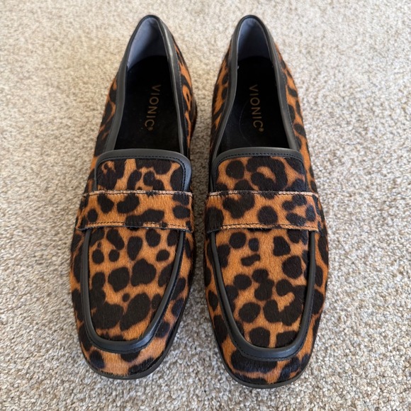 Vionic Sellah Calf Hair Animal Print Slip On Loafers Size 38 US7.5 Arch Support - Picture 5 of 9